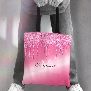 Monogram Shock rosa, Glitter Metallic Namn Tygkasse