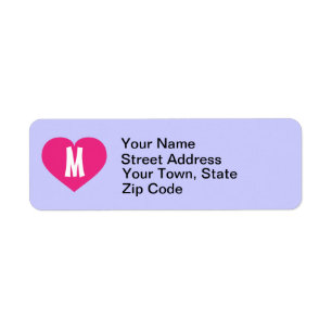 Monogram Shock rosa Heart Returadress Etikett
