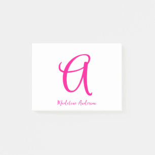 Monogram Shock rosa Modern Feminine Post-it Block
