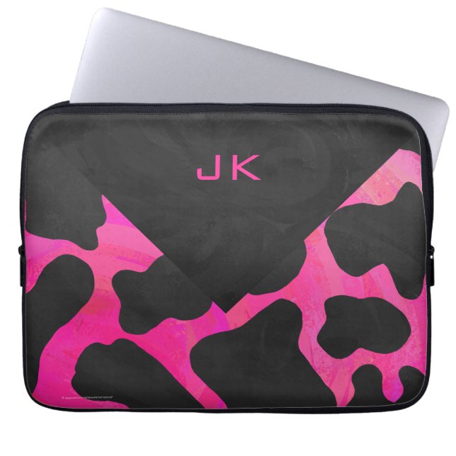 Monogram Shock rosa och svart utskrift Laptop Fodral (Framsidan)