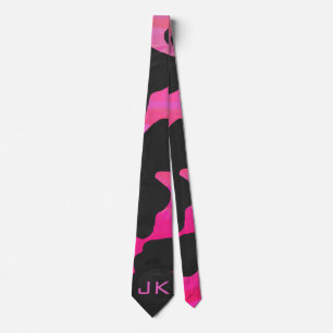 Monogram - Shock rosa och svart utskrift Slips