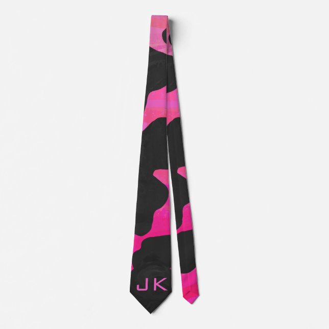 Monogram Shock rosa och svart utskrift Slips (Framsida)