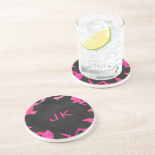 Monogram Shock rosa och svart utskrift Underlägg Sandsten