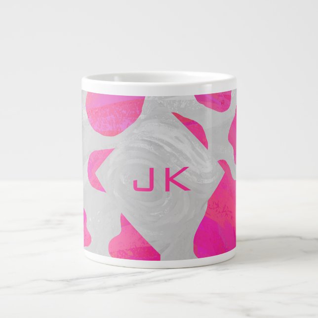 Monogram Shock rosa och vit utskrift Jumbo Mugg (Framsidan)