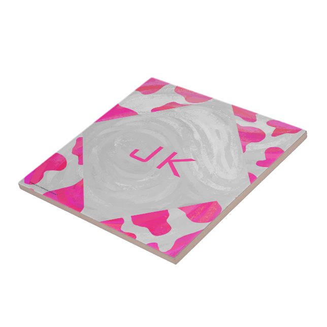 Monogram Shock rosa och vit utskrift Kakelplatta (Sidan)