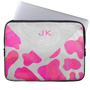 Monogram Shock rosa och vit utskrift Laptop Sleeve