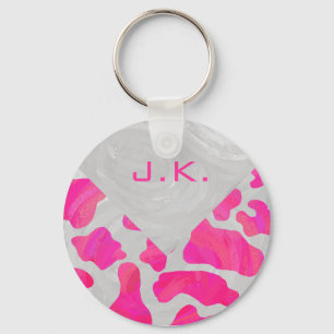 Monogram Shock rosa och vit utskrift Nyckelring