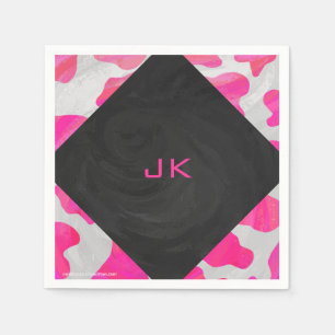Monogram Shock rosa och vit utskrift Pappersservett