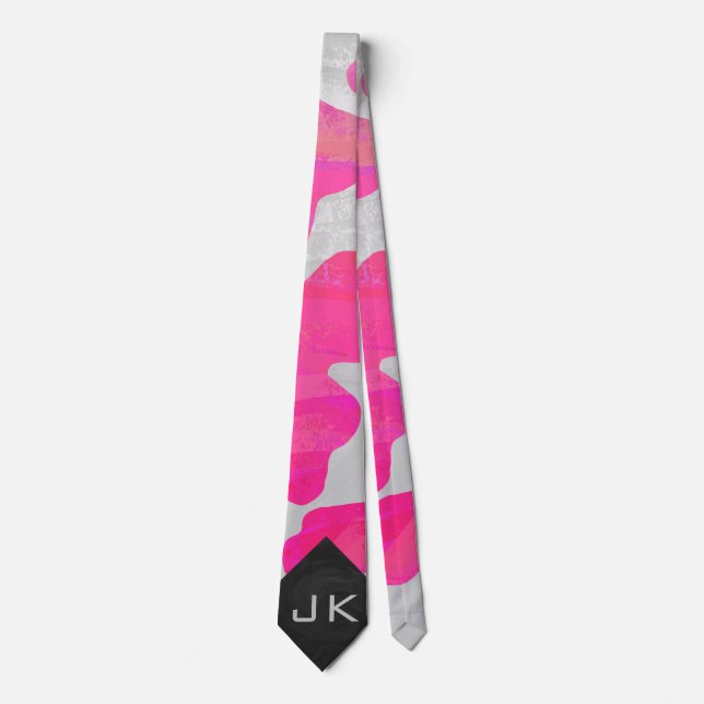 Monogram Shock rosa och vit utskrift Slips (Framsida)