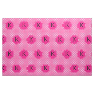 Monogram Shock rosa och White Polka Dot Mönster Tyg