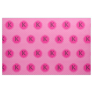 Monogram Shock rosa och White Polka Dot Mönster Tyg