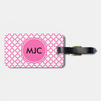 Monogram Shock rosa Quatrefoil Mönster Bagagebricka