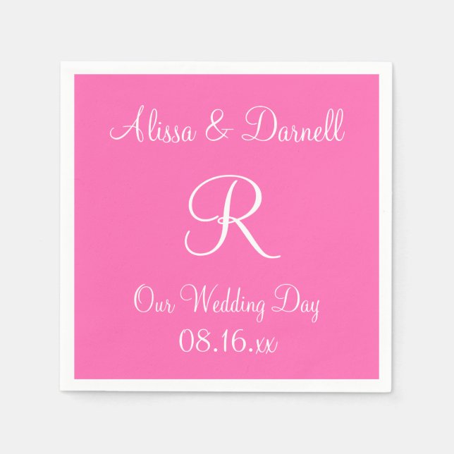 Monogram Shock rosa Snyggt Fullt Färg Napkins Pappersservett (Framsidan)