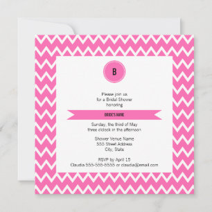 Monogram Shock rosa Zigzag Mönster Möhippa Inbjudningar