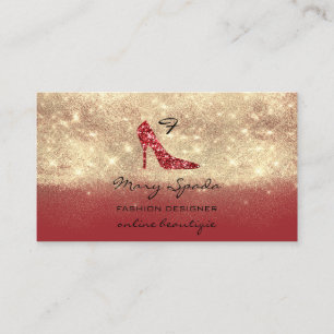 Monogram Shoes RedGold Glitter Heels Logotyp QR-ko Visitkort