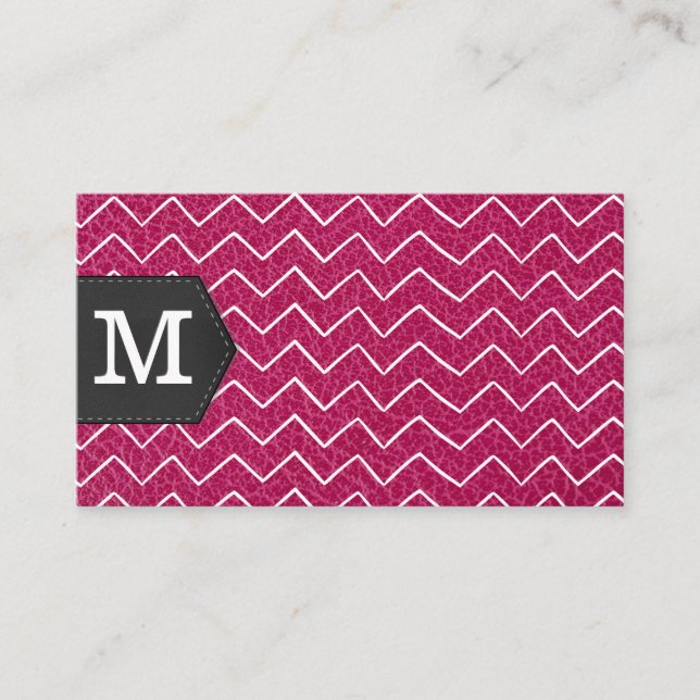 Monogram | Sicksackmönster | Läder Visitkort (Framsida)