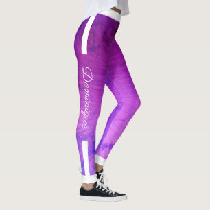 Monogram Side Rand på Lila Grunge Le Gradient Leggings