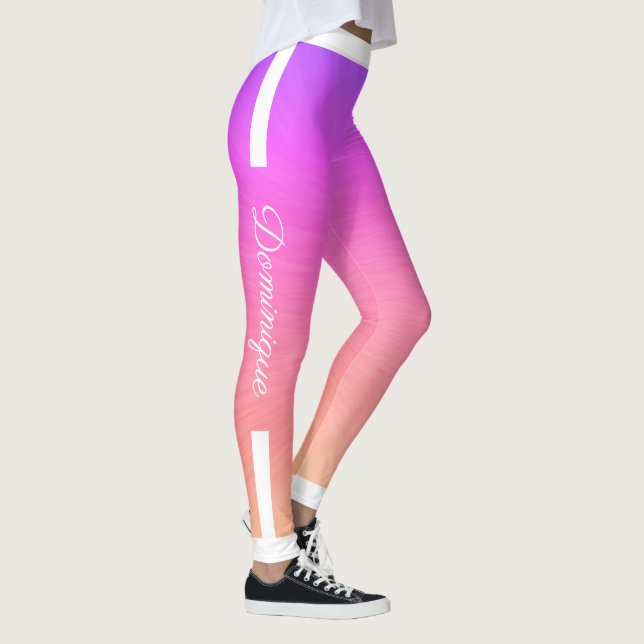 Monogram Side Rand på Rosa om övertoning Texturera Leggings (Höger)