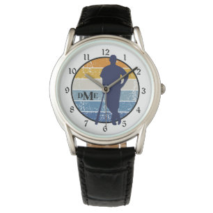 Monogram Silhouette Baseball Player Retro Armbandsur