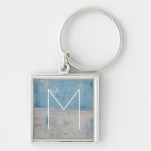 Monogram Silver Aura Fyrkantig Silverfärgad Nyckelring