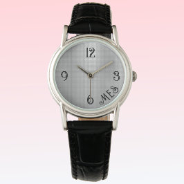 Monogram Silver & Black 15 Stilar Womens Watch Armbandsur