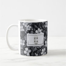 Monogram Silver Bokstav Blommig Akvarell