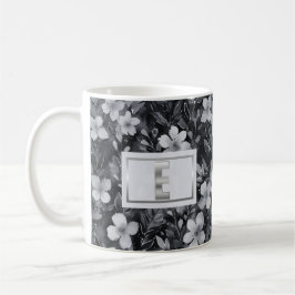 Monogram Silver Brev Blommigt Watercolor Kaffemugg