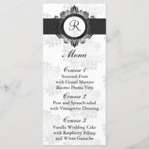 Monogram silver bröllop meny