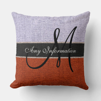 Monogram Silver & Brown Burlap Rustic Jute Kudde