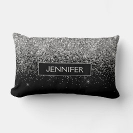 Monogram Silver Glam Glitter Gnistra Namn Lumbarkudde