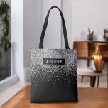 Monogram Silver Glam Glitter Gnistra Namn Tygkasse<br><div class="desc">Lägg till Namn eller Monogram Silver Faux Glitter och Gnistra Modern och Elegant Luxury Chic Bag. Denna bok kan användas av Läkare,  sjuksköterskor,  Hair Stylist,  Beauty Salon,  Makeup Artist,  Massage and Spa,  Öga Lash,  Öga Brow,  Restaurant Workers,  Waitress,  Health and Medical Employees and Business.</div>