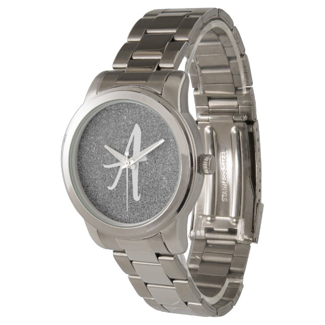 Monogram Silver Glitter  Armbandsur (Vinklad)