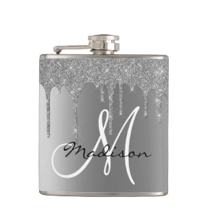 Monogram Silver Glitter Drips Girly Fickplunta
