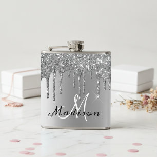 Monogram Silver Glitter Drips Girly Gnistra Fickplunta
