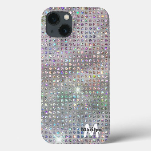 Monogram silver glitter girly (Baksida)