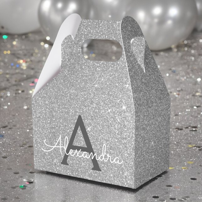 Monogram silver Glitter & Gnistra Presentaskar (Skapare uppladdad)