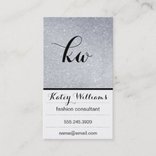 Monogram   SILVER GLITTER Visitkort