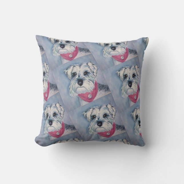 MONOGRAM SILVER GRÅTT SWEET SCHNAUZER KUDDE (Framsida)