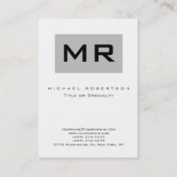 Monogram Silver Grått Vit Knubbig Affärskort