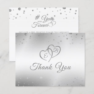 Monogram Silver Heart År In I Eterniteten Tack Kort