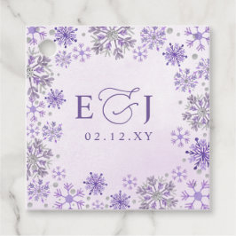 Monogram Silver Lila Snöflingor Vinter Bröllop Gåvor Etiketter