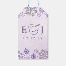 Monogram Silver Lila Snöflingor Vinterbröllop