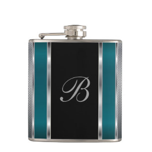 Monogram Silver Mesh och Mörk Teal Flask Fickplunta
