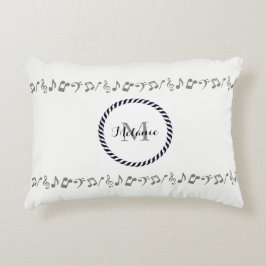 Monogram Silver Musik noter accent Pillow Prydnadskudde