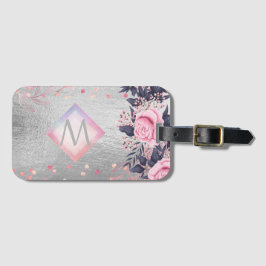 Monogram Silver Navy Rosegold Girly Newlyweds Gift Bagagebricka