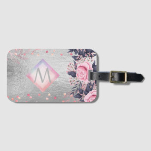 Monogram Silver Navy Rosegold Girly Newlyweds Gift Bagagebricka