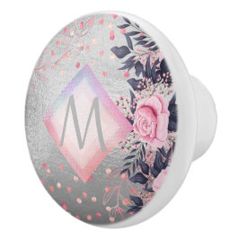 Monogram Silver Navy Rosegold Girly Newlyweds Gift Knopp