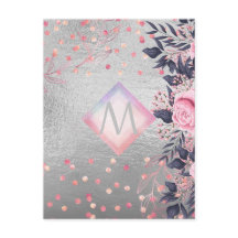 Monogram Silver Navy Rosegold Girly Newlyweds Gift