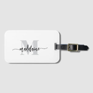 Monogram Silver White Black Personal Bagagebricka