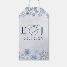 Monogram Silverblå Snöflingor Vinterbröllop